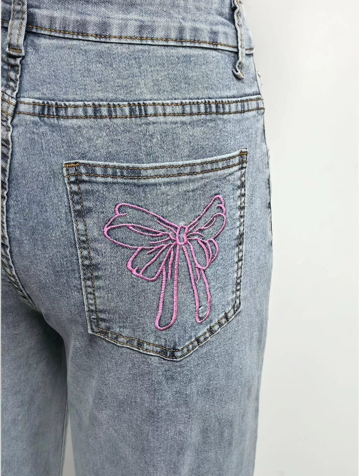 High-rise wide-leg jeans with full-length hem