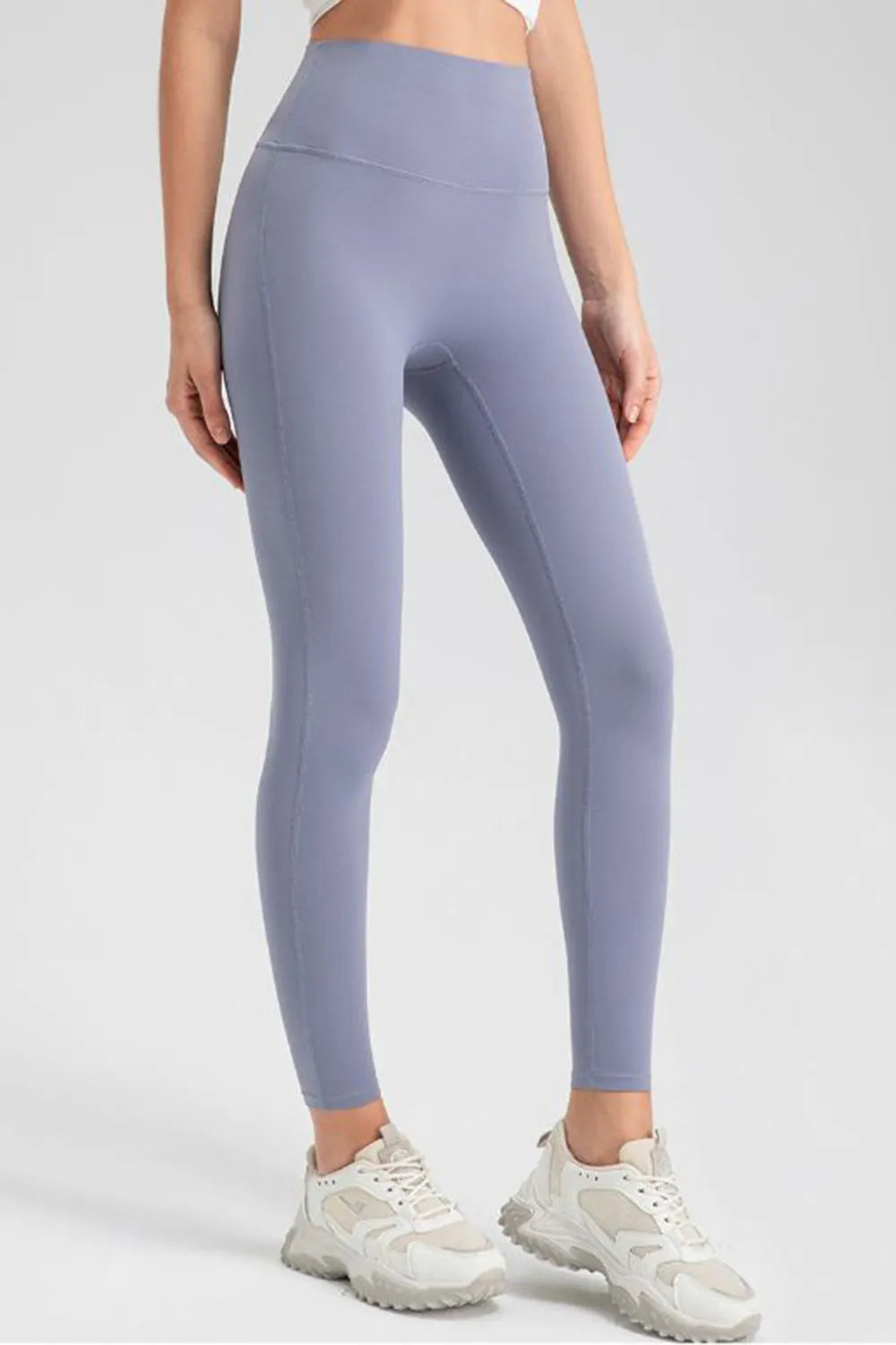 Blue Purple High-waisted skinny active leggings with wide waistband