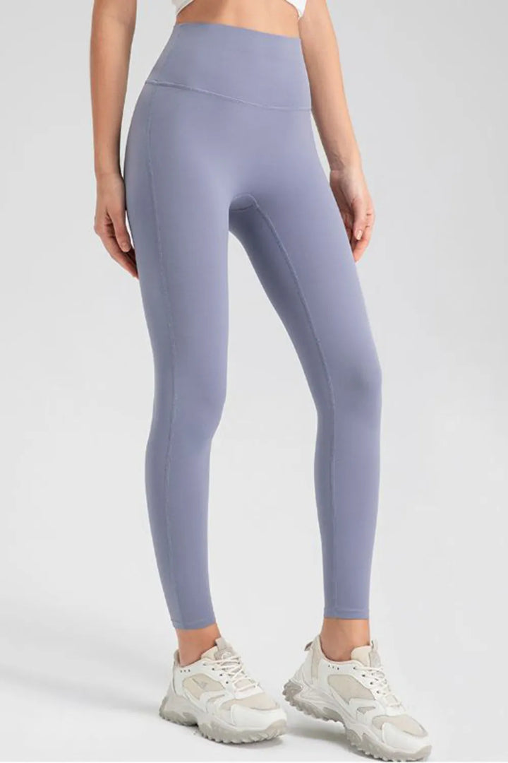 Blue Purple High-waisted skinny active leggings with wide waistband