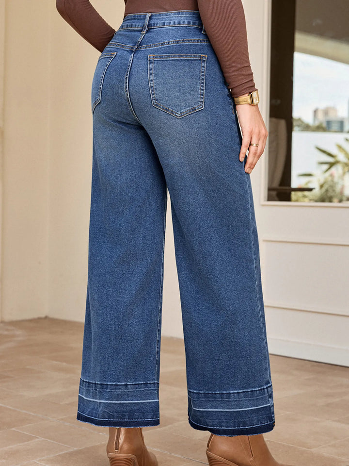 High-rise wide-leg jeans with released hem