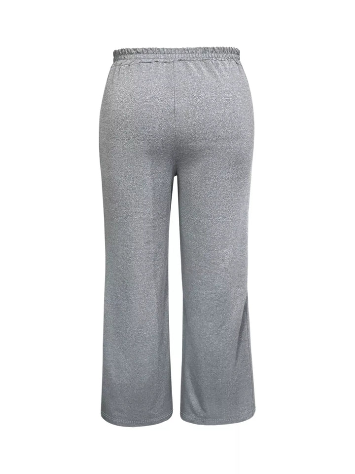 Plus size wide-leg pants with contrast side stripes