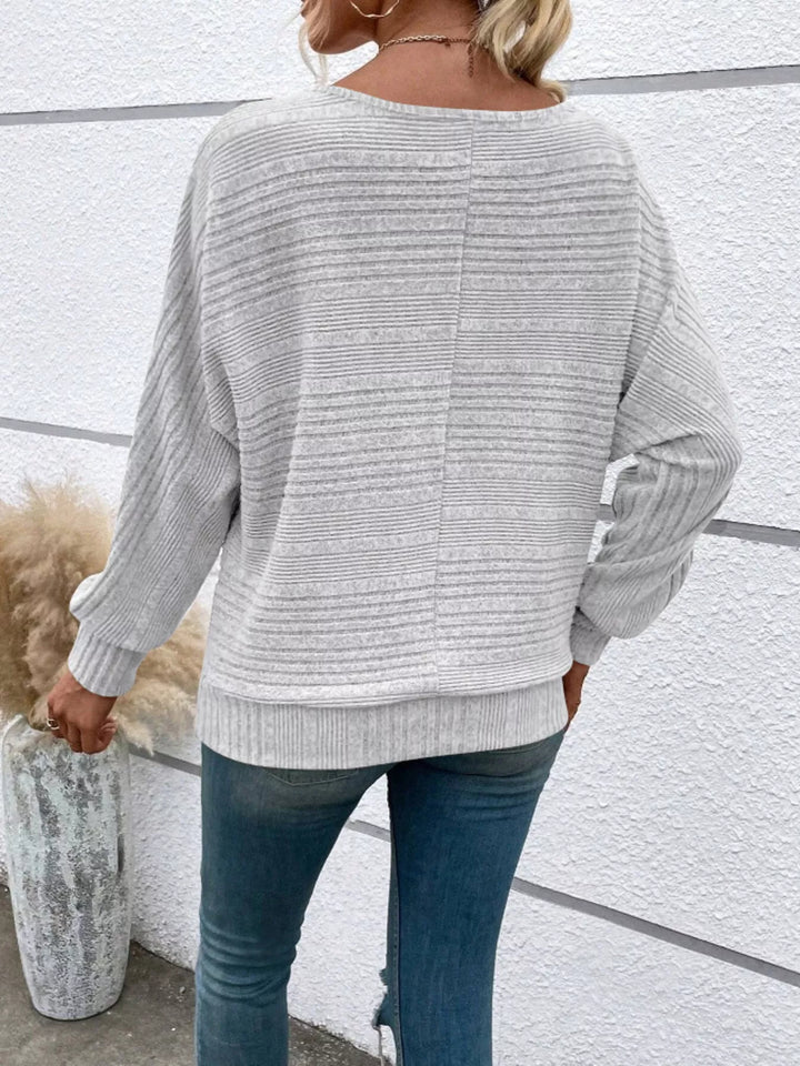 Ribbed knit long sleeve top with dolman sleeves