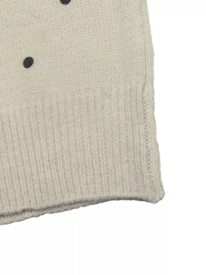 Polka dot short sleeve knit sweater with ribbed trim