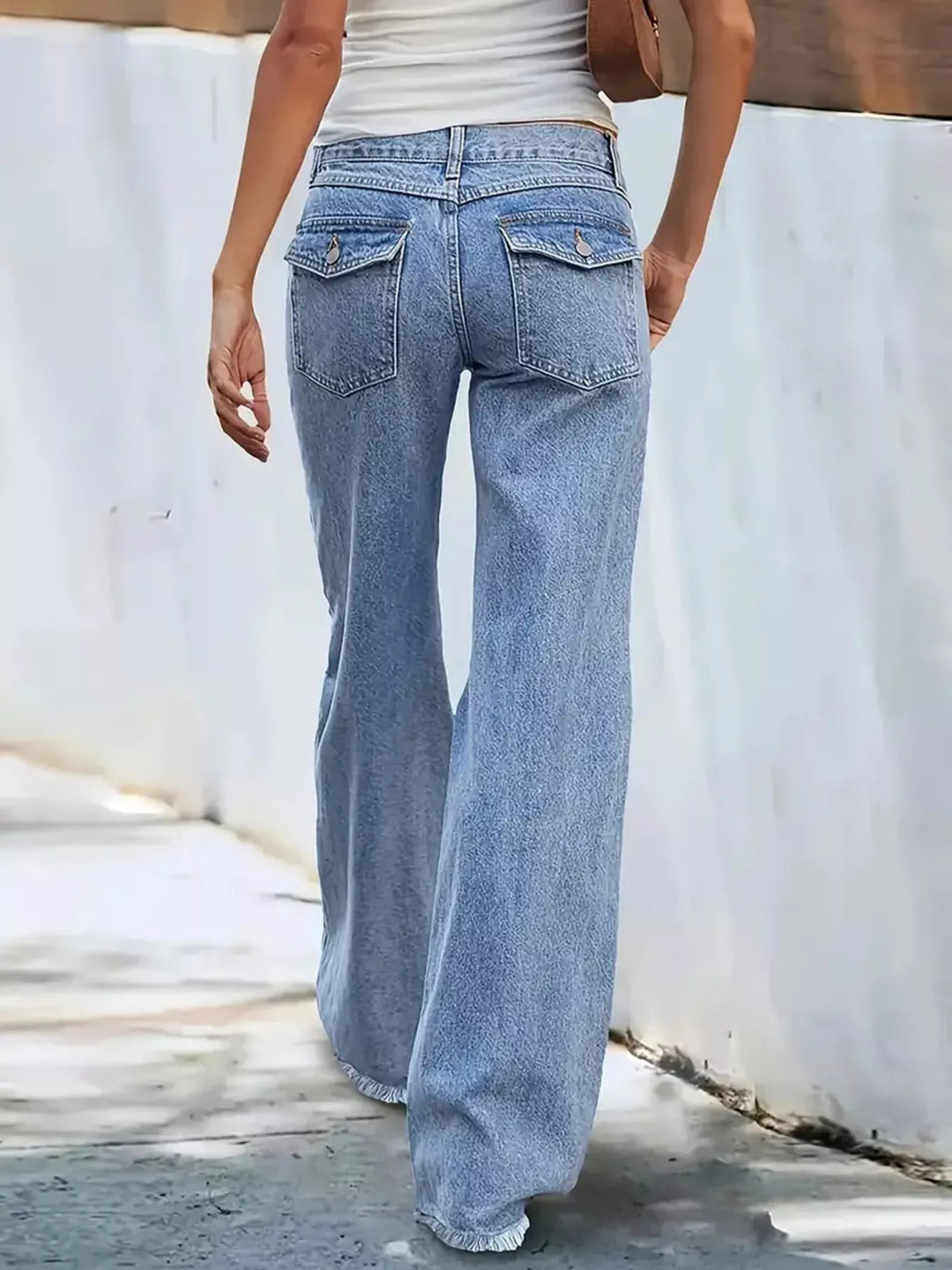 High-rise wide leg jeans with patch pockets