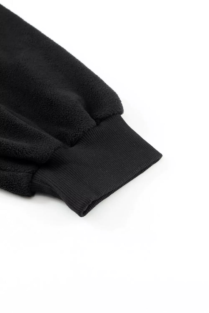Zip-up hooded fleece jacket with flap pockets