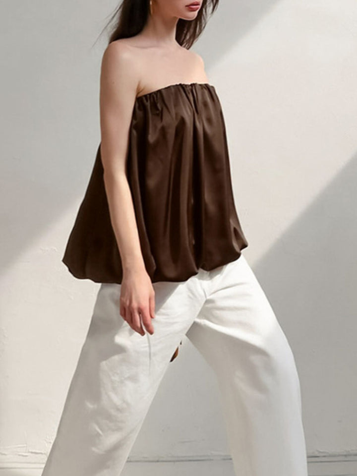 Flowy bubble hem strapless tube top