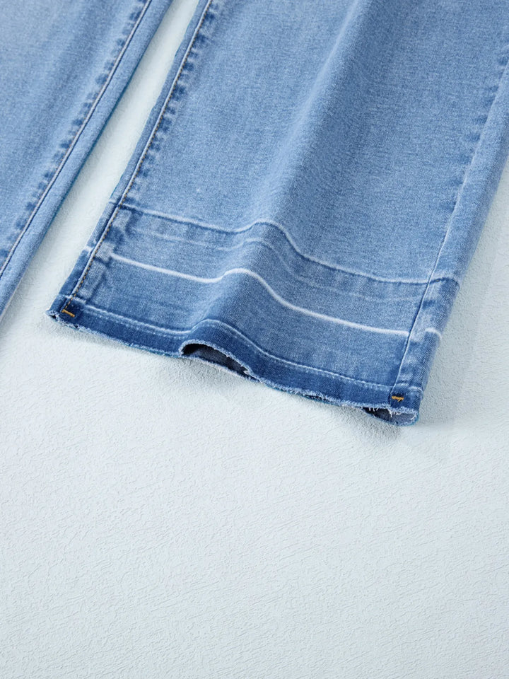 High-rise wide-leg jeans with released hem