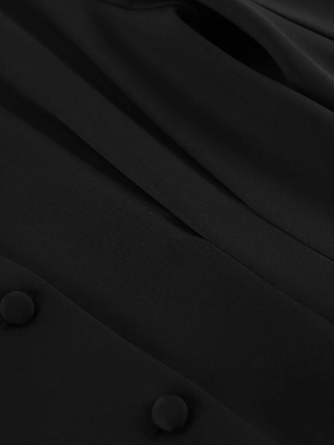 Collarless button-front jacket with cinched pleated waist