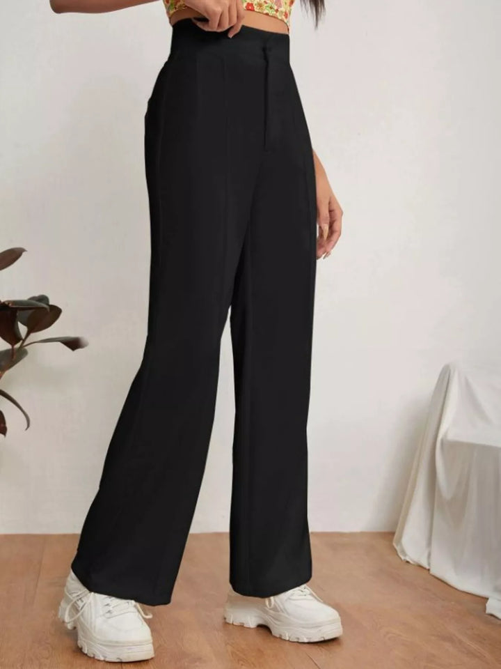 High-rise straight leg dress pants with front seam