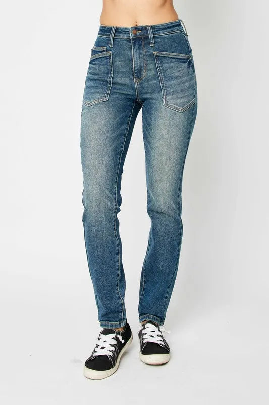 Judy Blue high-waist skinny jeans with patch pockets