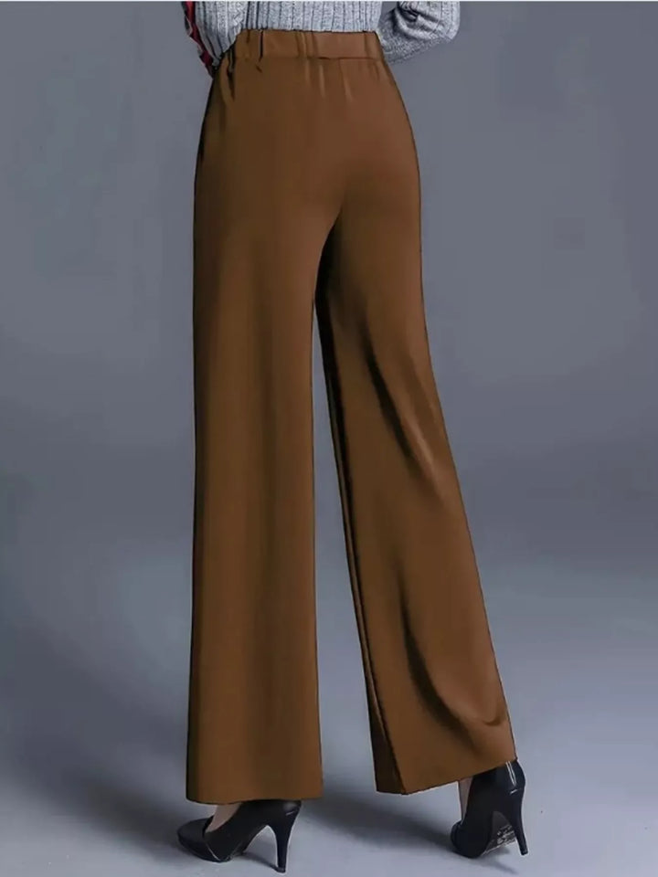 Wide leg high-rise trousers with front seam detail