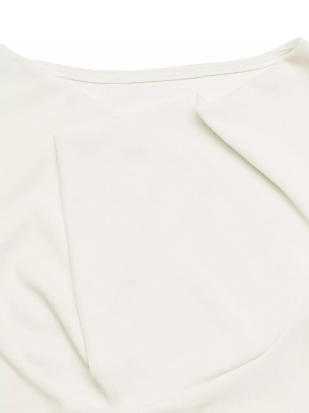 Cowl neck ruched long sleeve top with choker cutout
