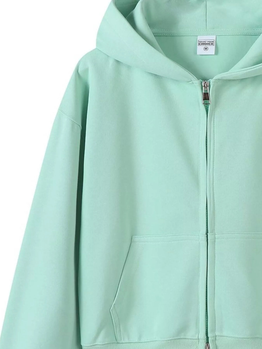 Zip-up hoodie with front pockets and ribbed cuffs