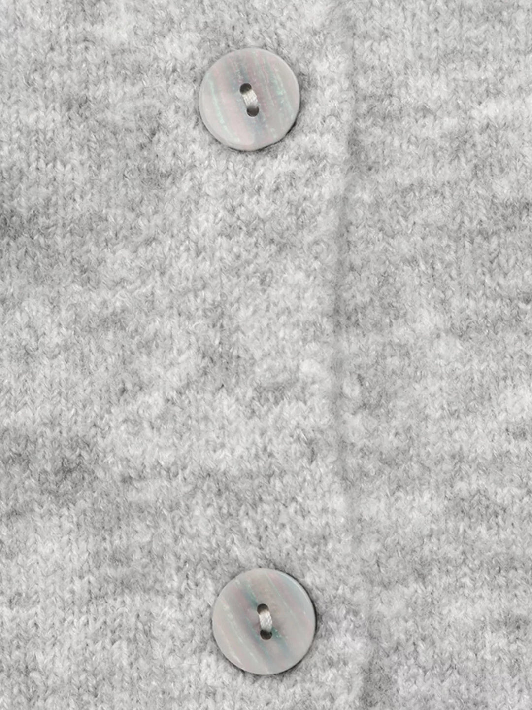 Brushed knit button-down cardigan with ribbed crew neck