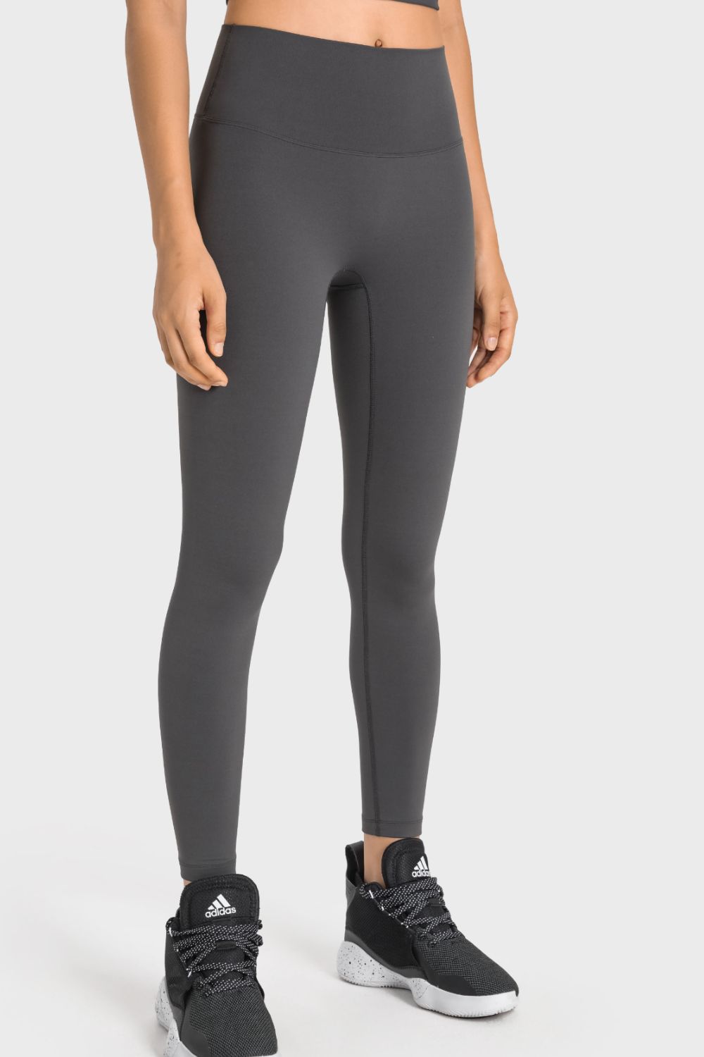 High-rise wide waistband ankle-length yoga leggings