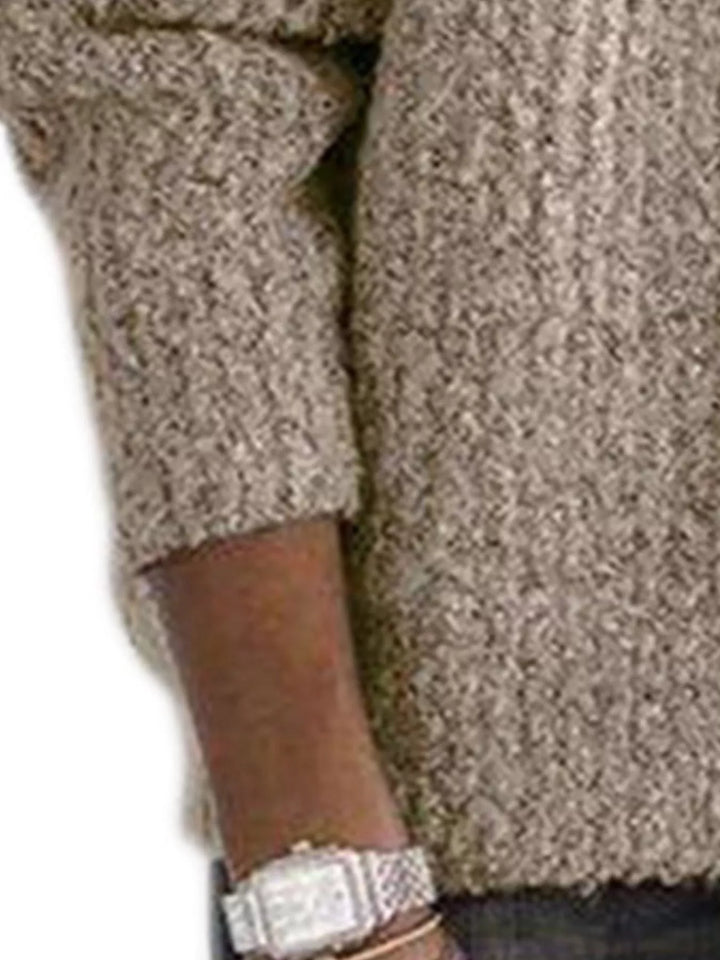 Half-zip ribbed textured knit pullover sweater