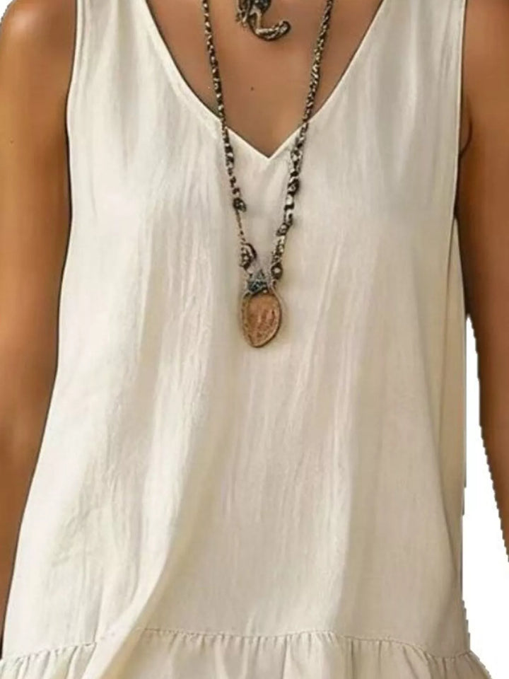 Tiered ruffle hem V-neck sleeveless mini dress
