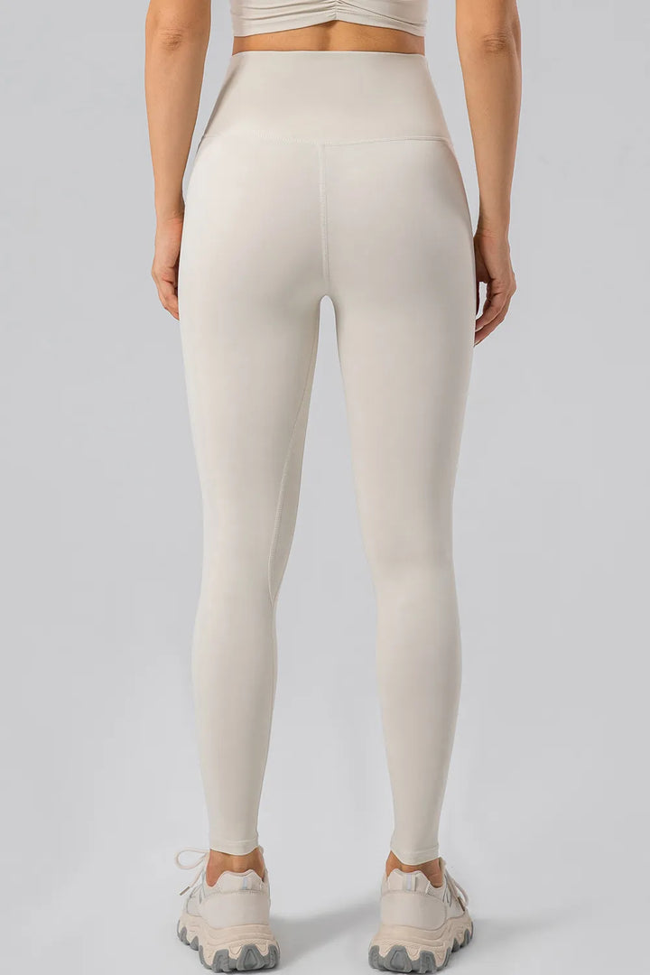 High-waist wide-waistband full-length active leggings