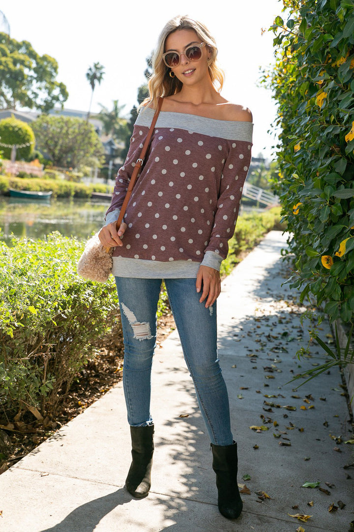 POLKA DOT OFF SHOULDER TOP