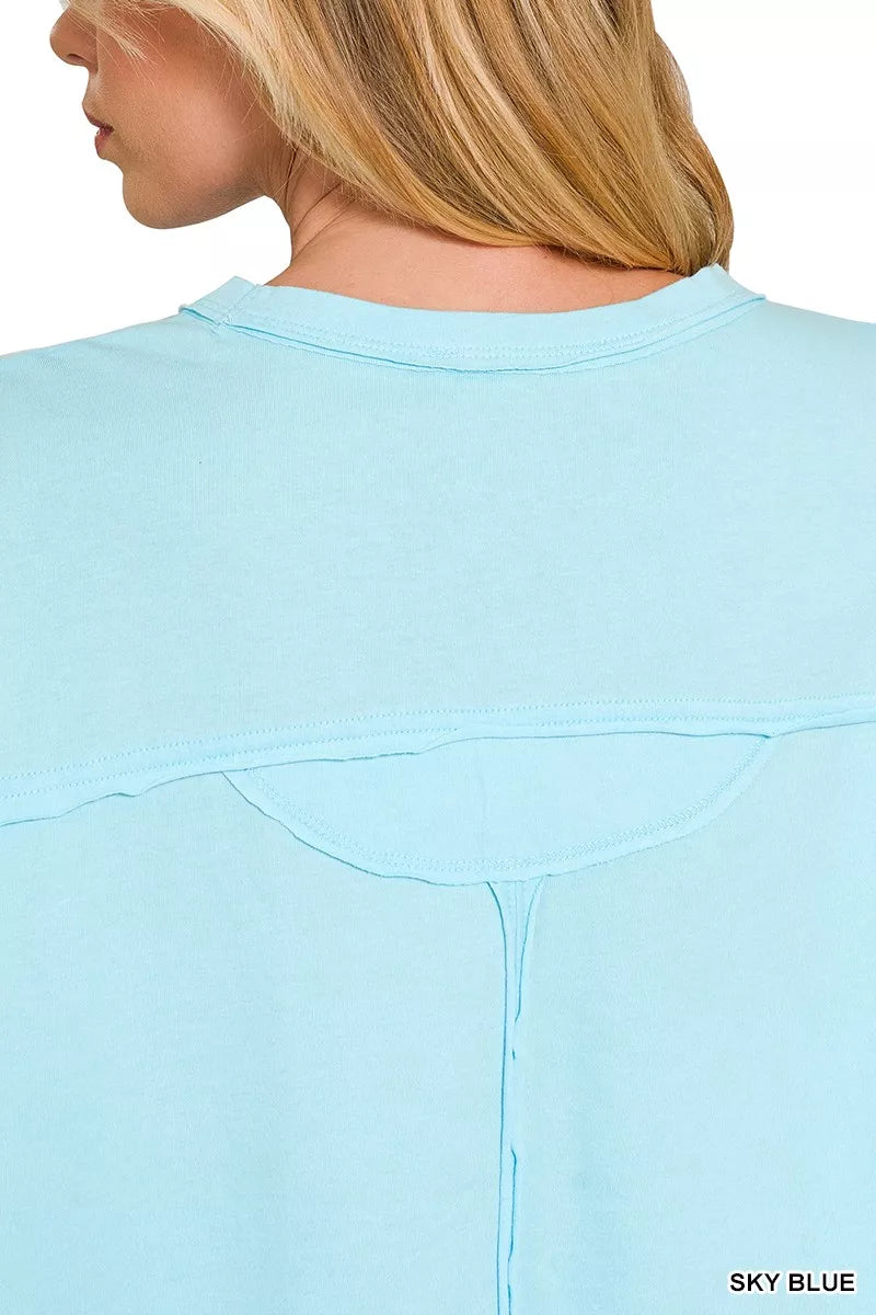 Exposed seam boxy pocket tee with drop shoulder