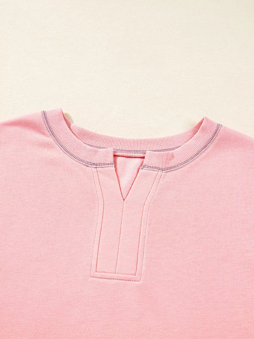 Color-block oversized sweatshirt with split notch neck