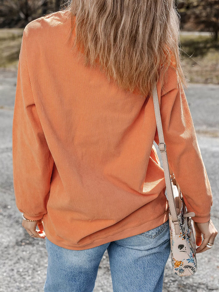 Sequin ghost patch ribbed crewneck sweatshirt