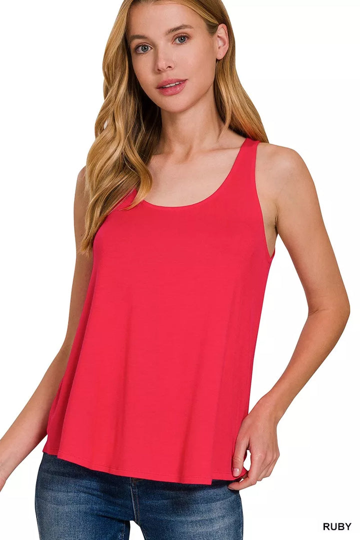 RUBY Flowy hem sleeveless tank top with scoop neck