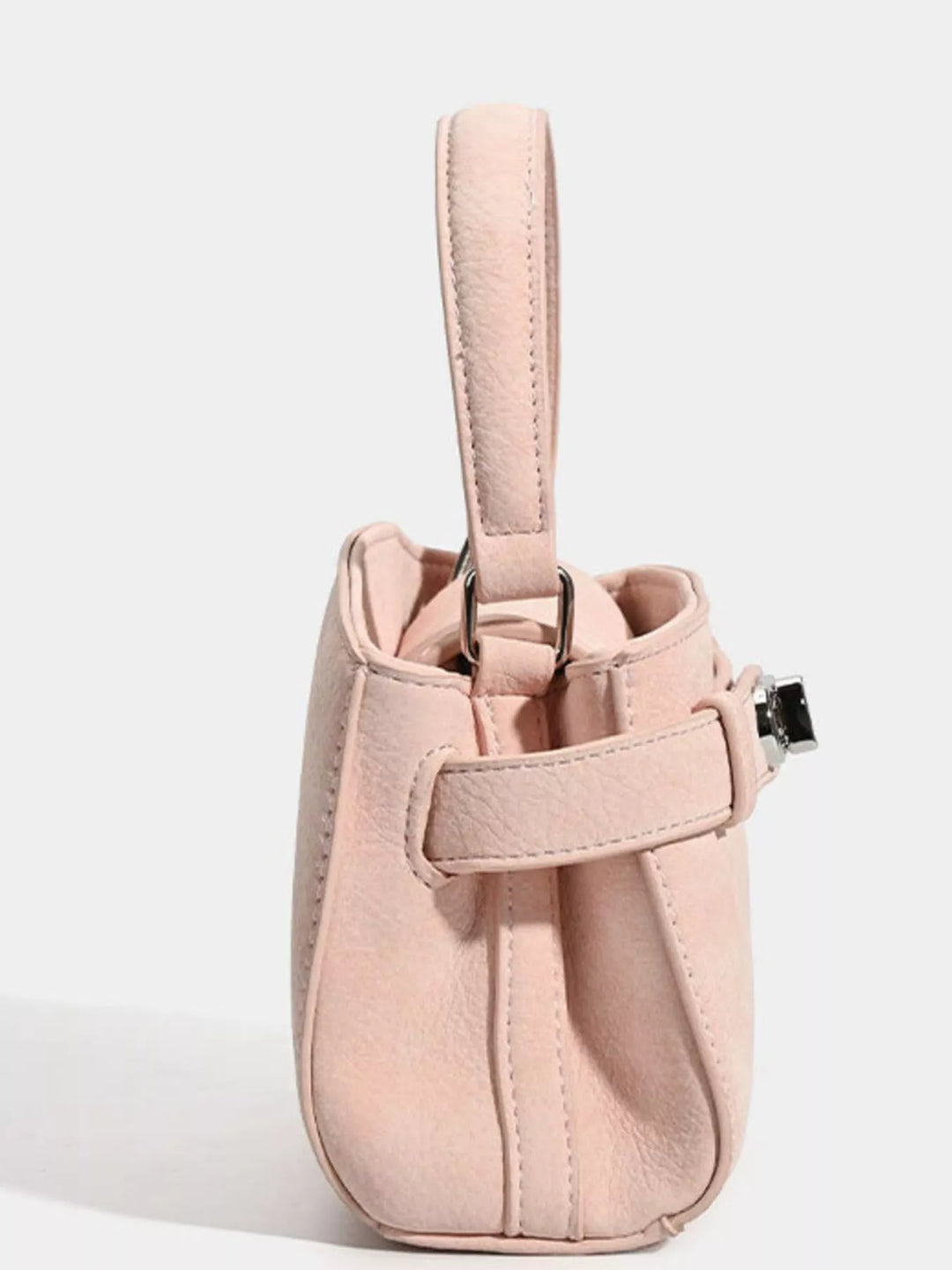Mini belted crossbody bag with top handle and twist lock