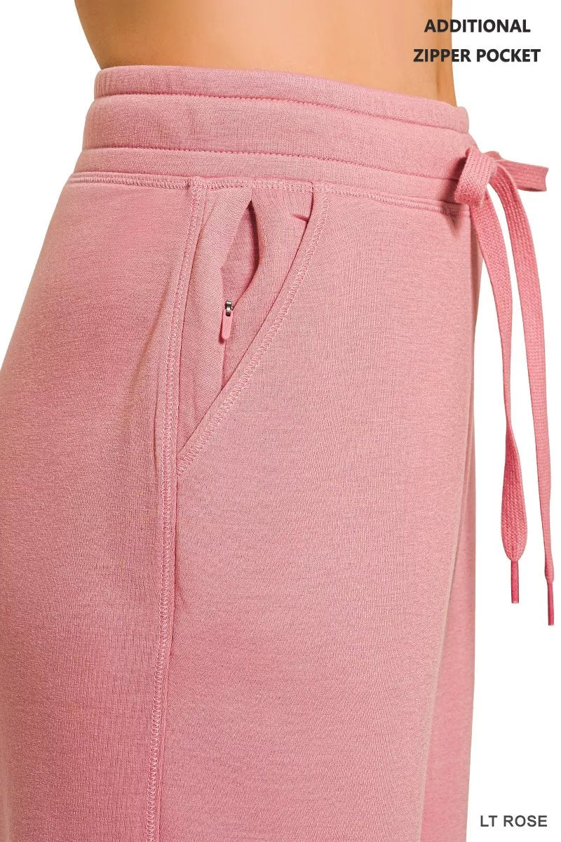 Scuba drawstring jogger pants with ribbed ankle cuffs