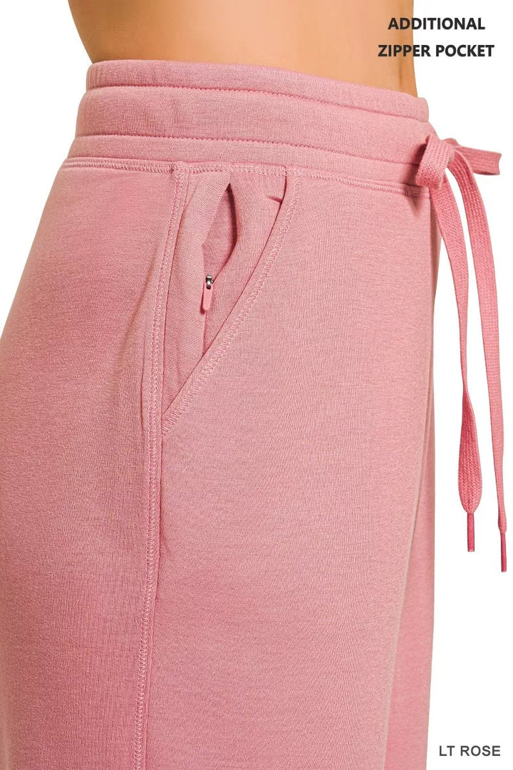 Scuba drawstring jogger pants with ribbed ankle cuffs