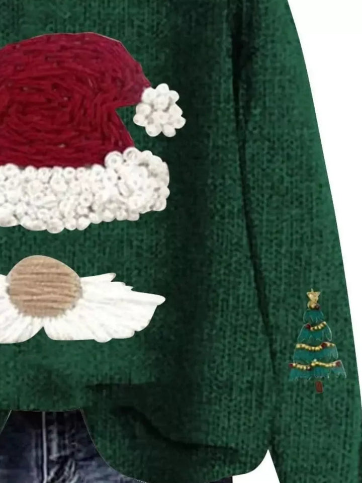 Santa graphic dropped shoulder crew neck sweater