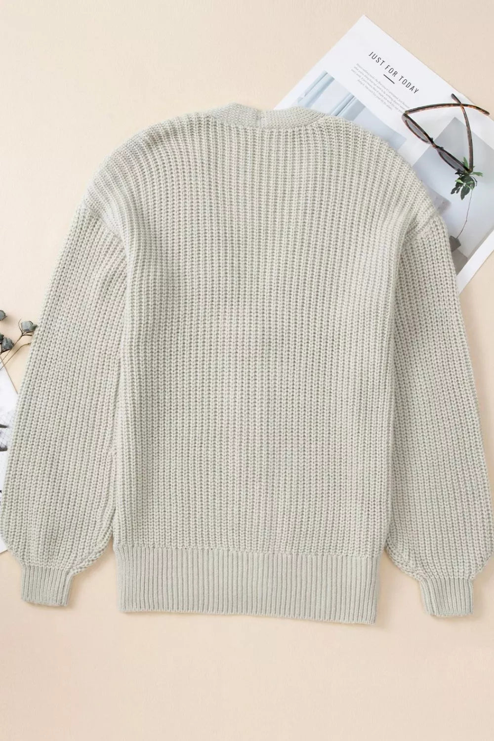 Chunky ribbed knit button-down cardigan