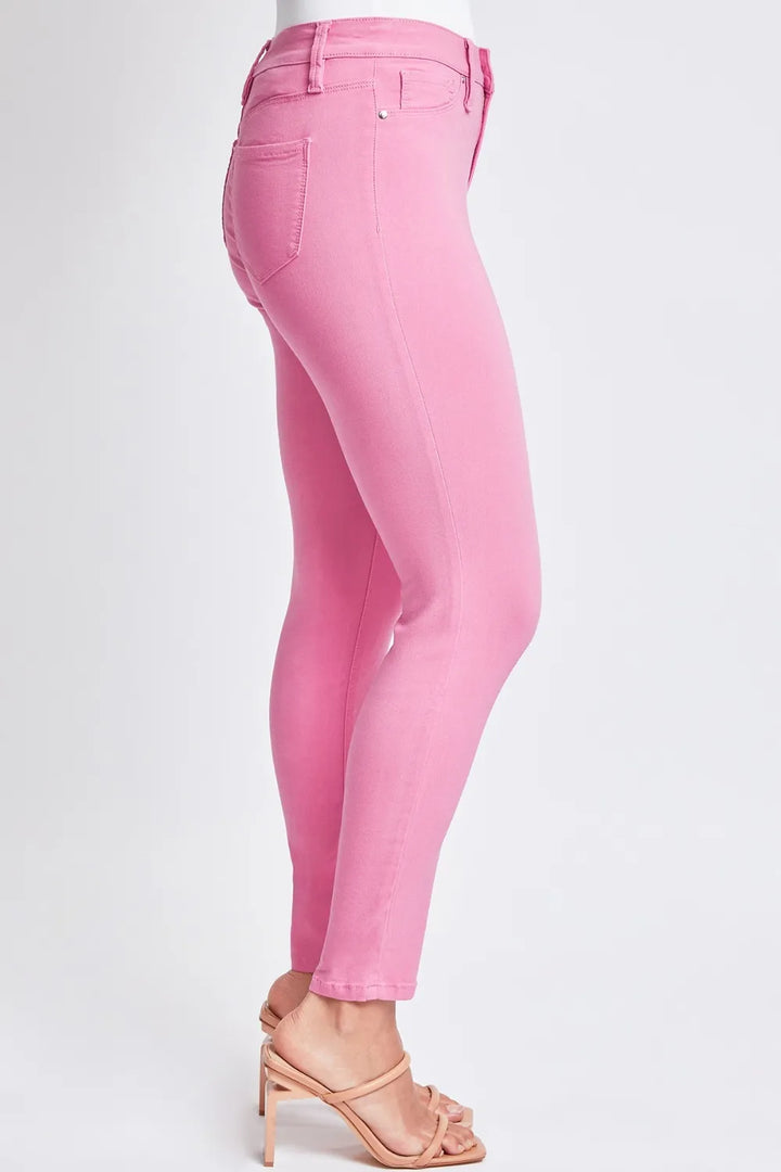 Hyperstretch mid-rise skinny pants with 29-inch inseam