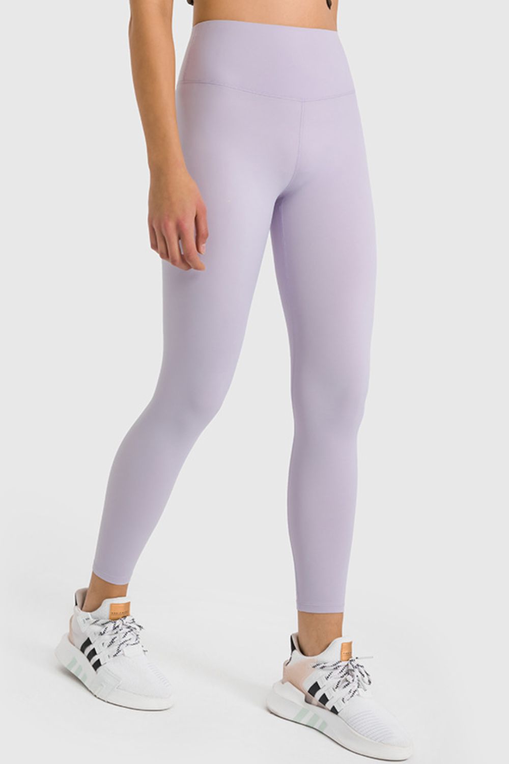 Pink Purple High waist ankle-length yoga leggings with wide waistband
