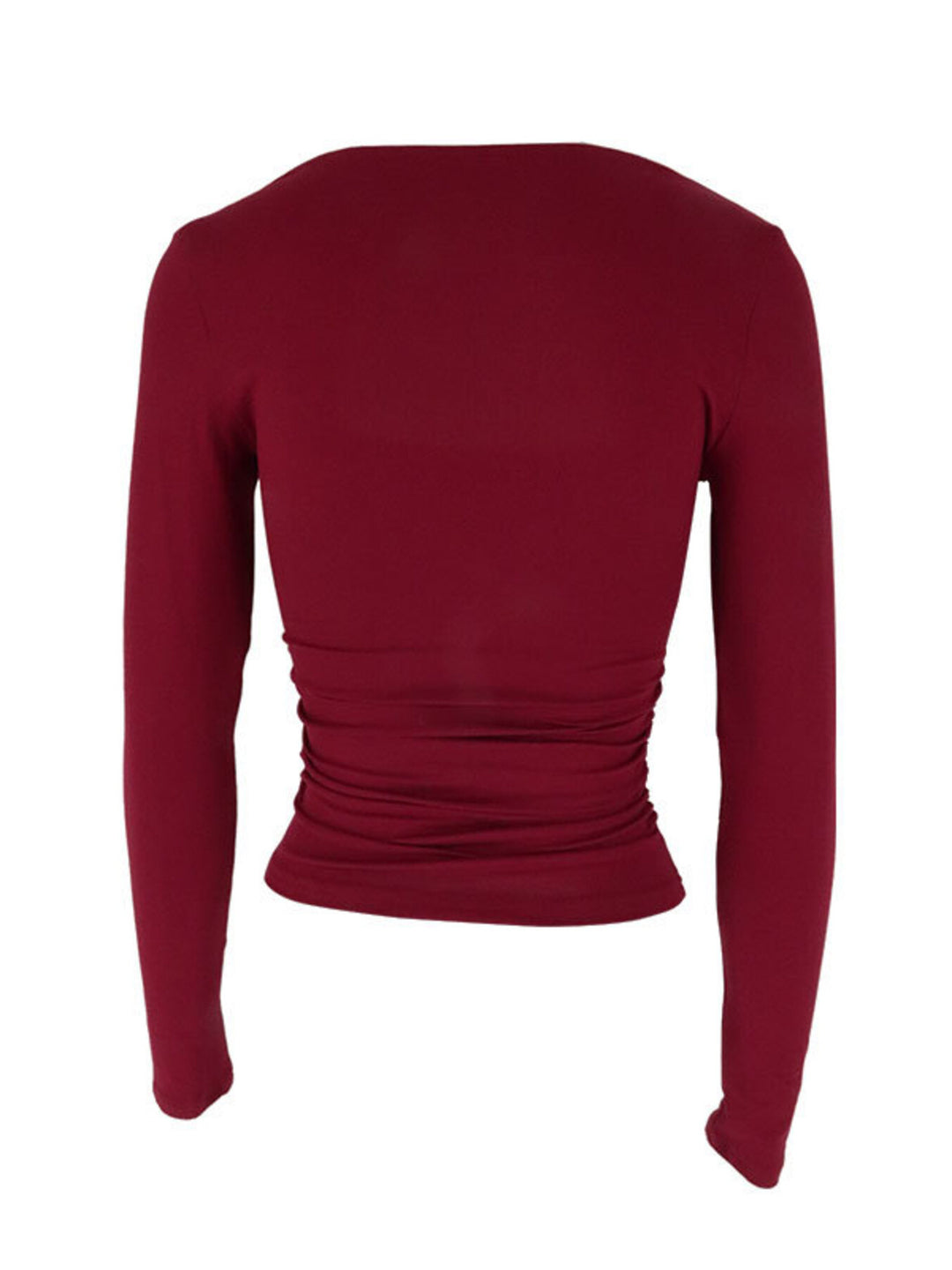 Square neck slim-fit long sleeve top with ruched sides