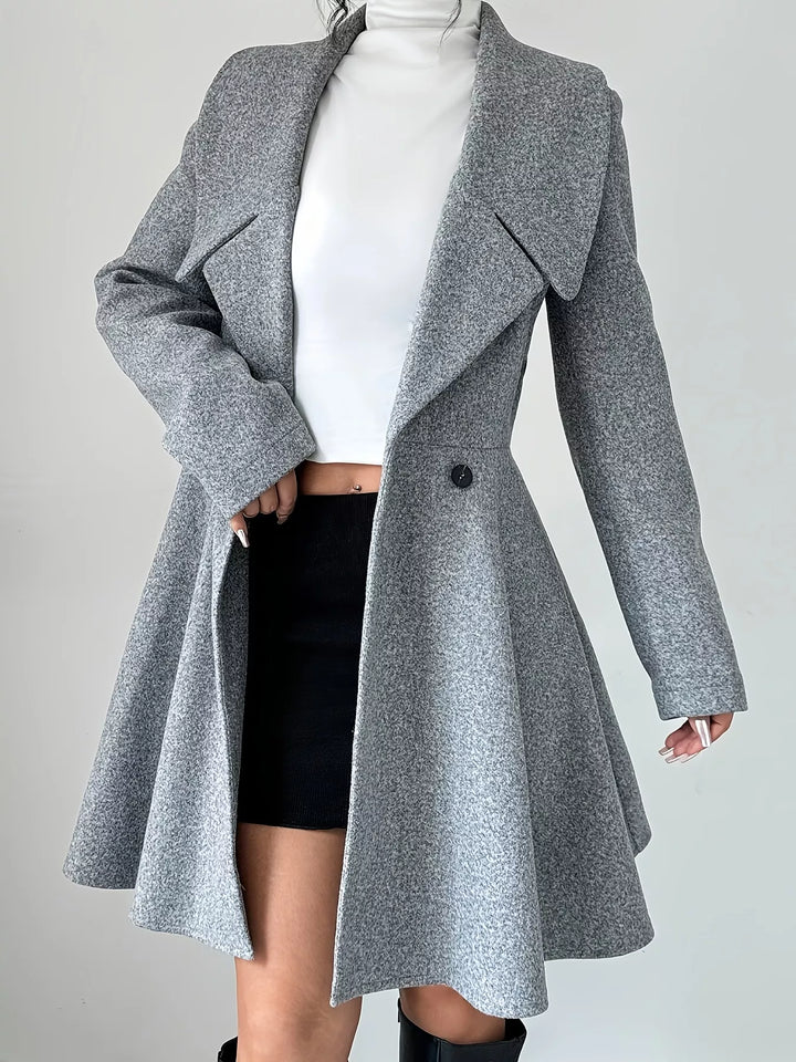Double-breasted notch lapel fit and flare coat