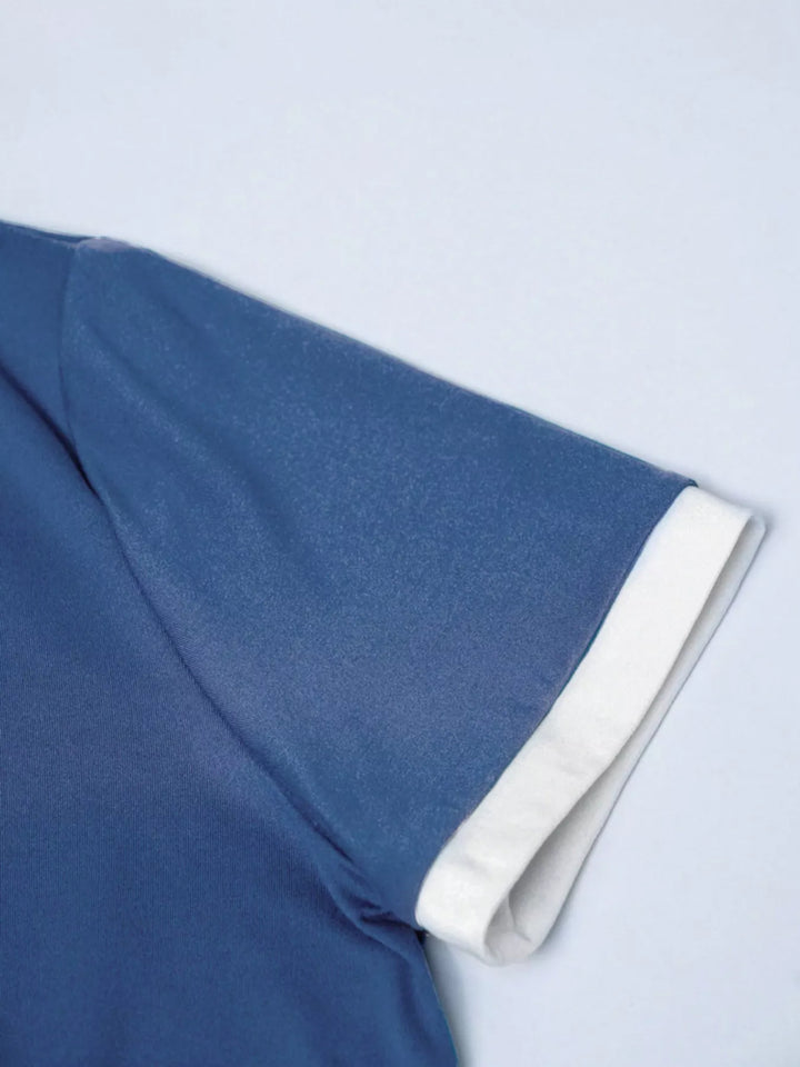 Contrast trim crew neck ringer tee