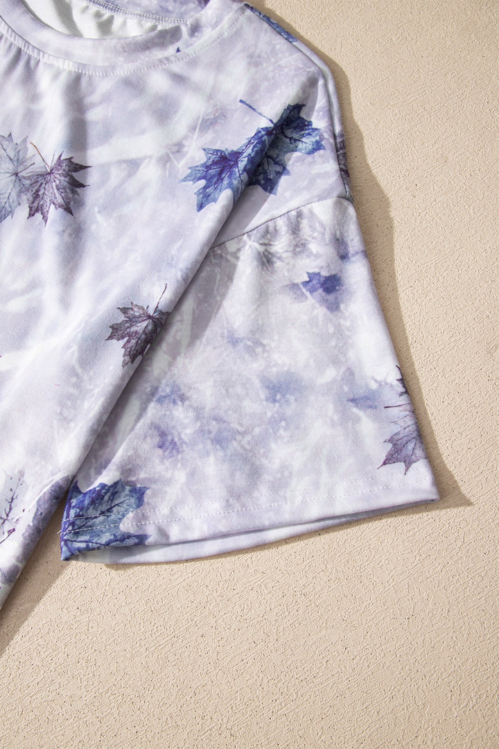 Woodland leaf camo print drop shoulder tunic tee