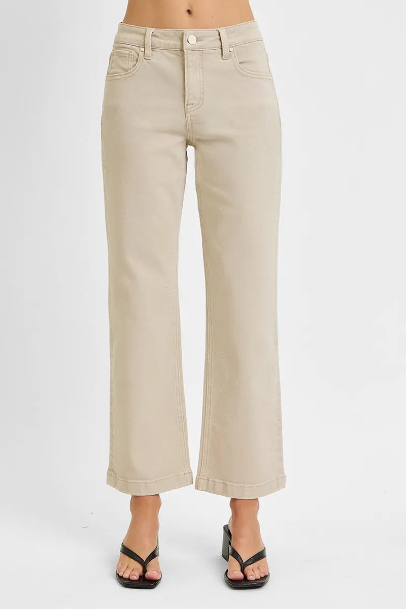 Tummy control mid-rise straight-leg ankle jeans