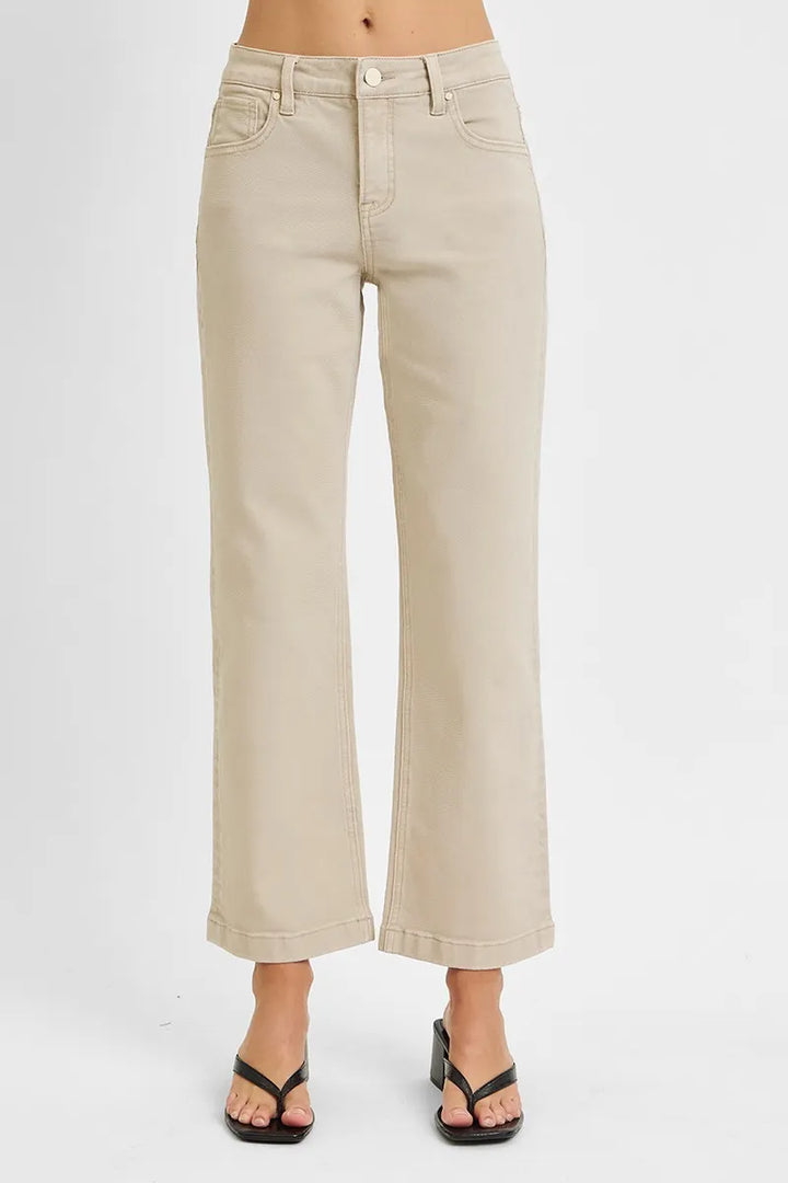 Tummy control mid-rise straight-leg ankle jeans