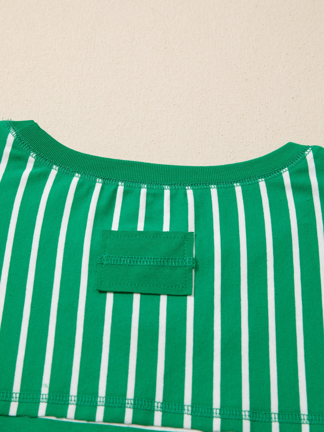 Striped crew neck t-shirt with cuffed short sleeves