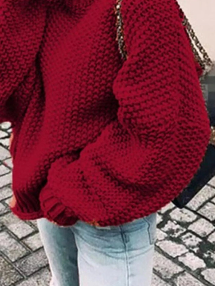 Oversized chunky knit turtleneck sweater