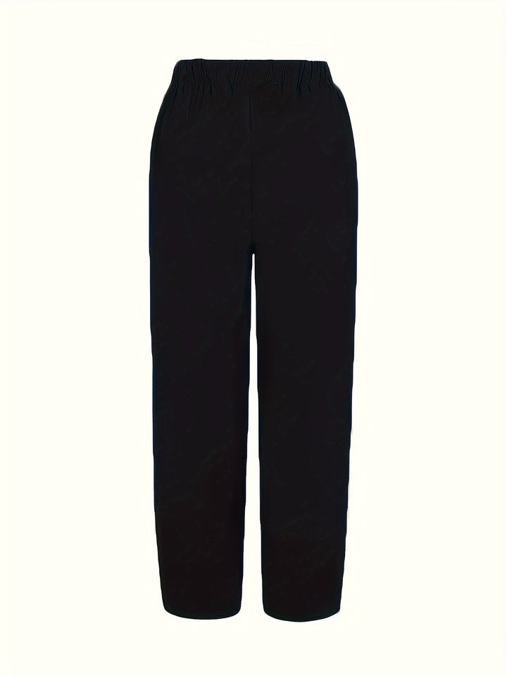 Elastic-waist wide-leg pants with tulip hem and pockets