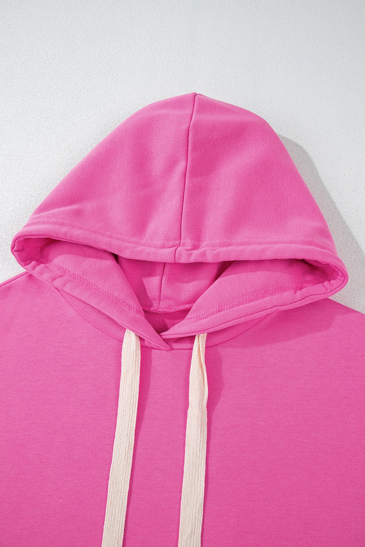 Cropped drawstring hoodie with dropped shoulders