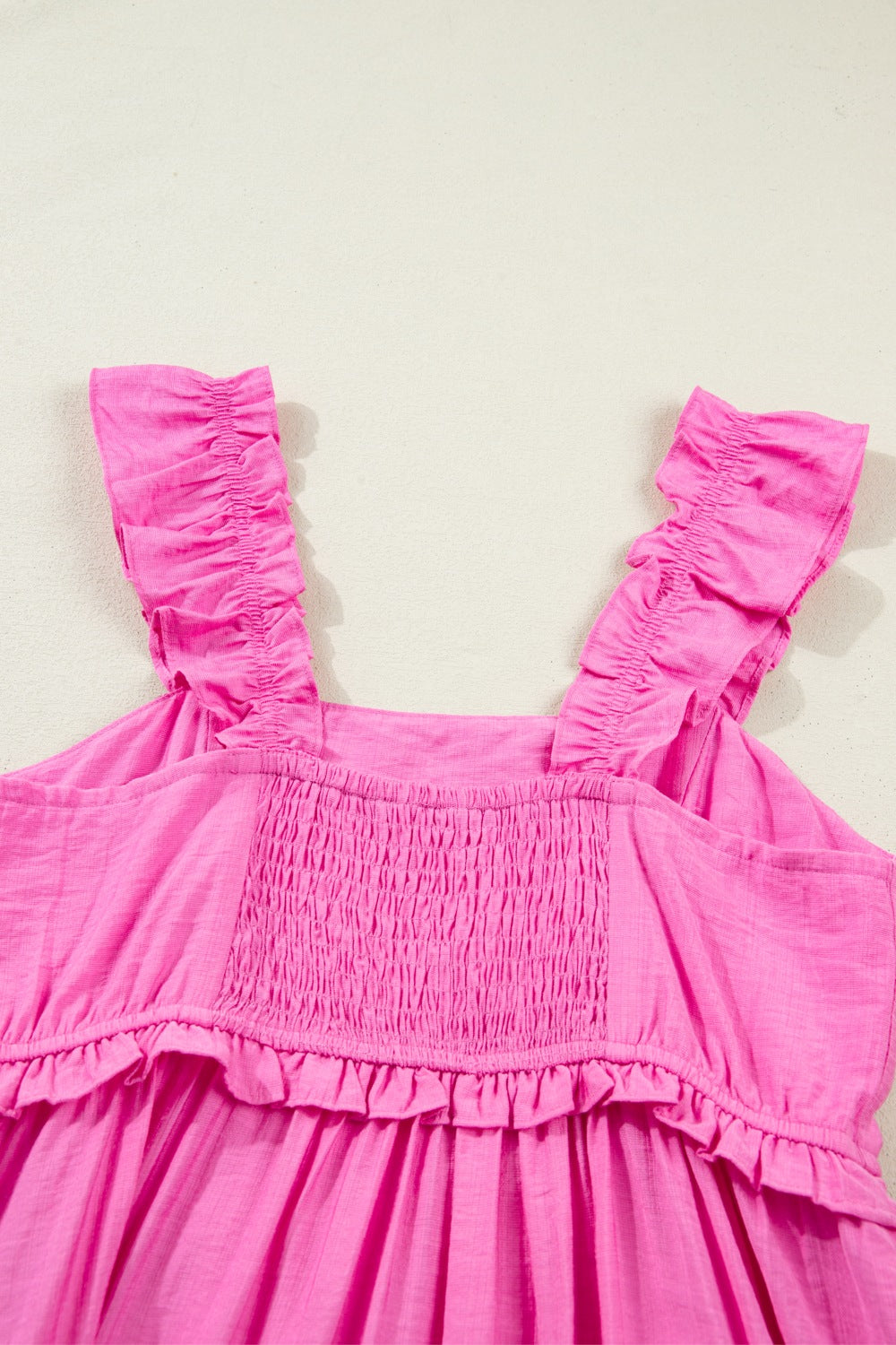 Ruffle strap tiered maxi dress with square neckline