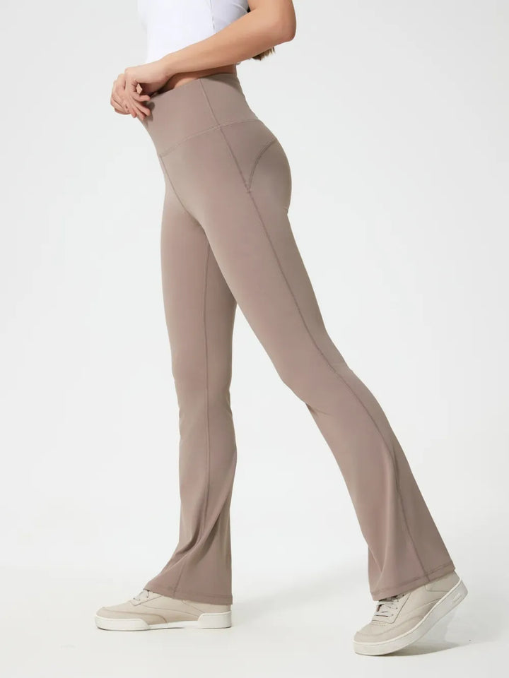 High-waist flare yoga leggings with wide waistband