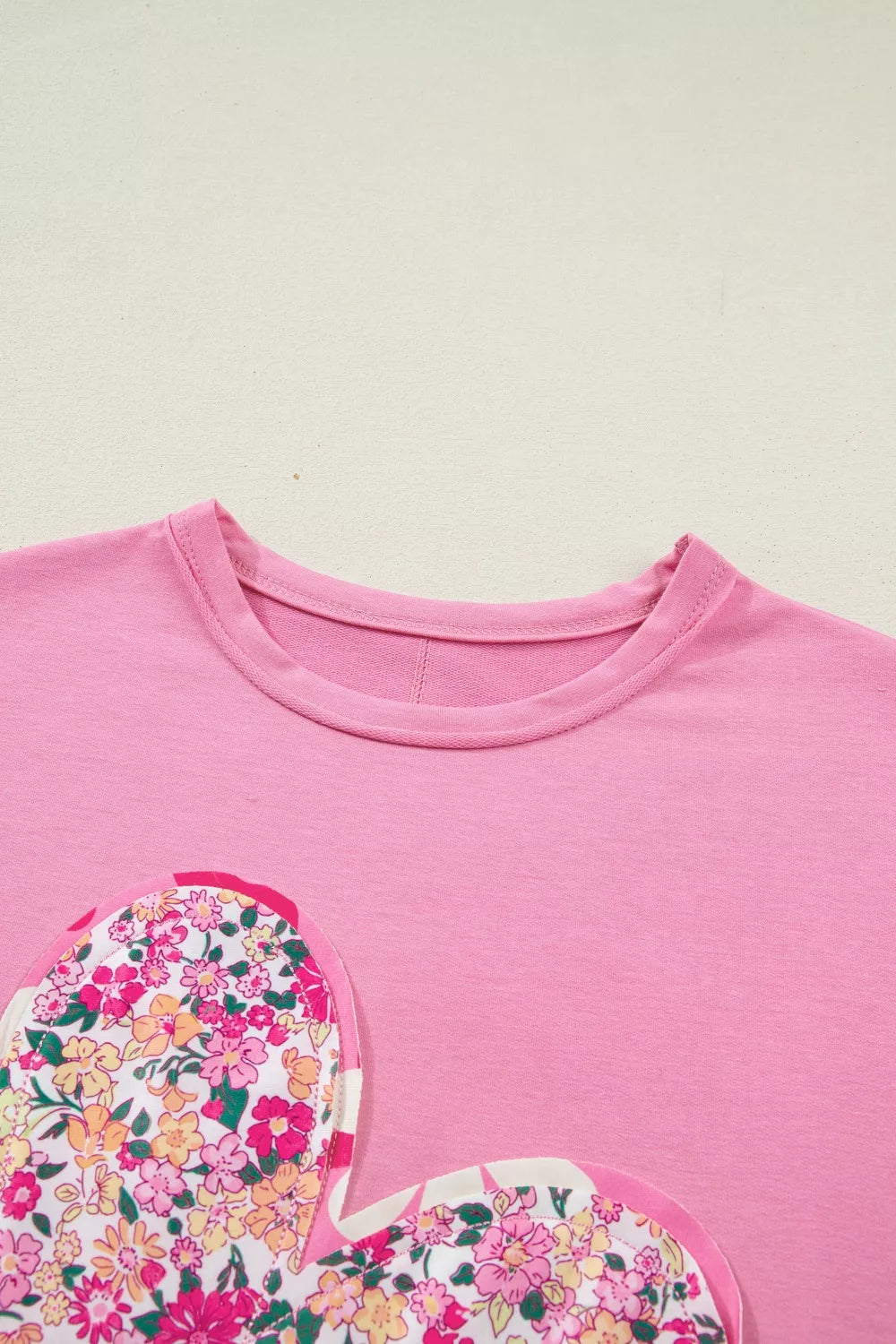 Oversized floral patch crew neck tunic tee
