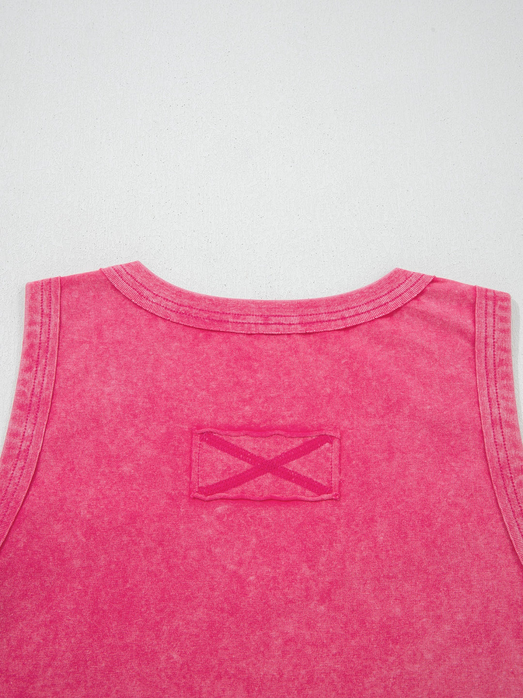 Mineral wash V-neck tank top with curved hem