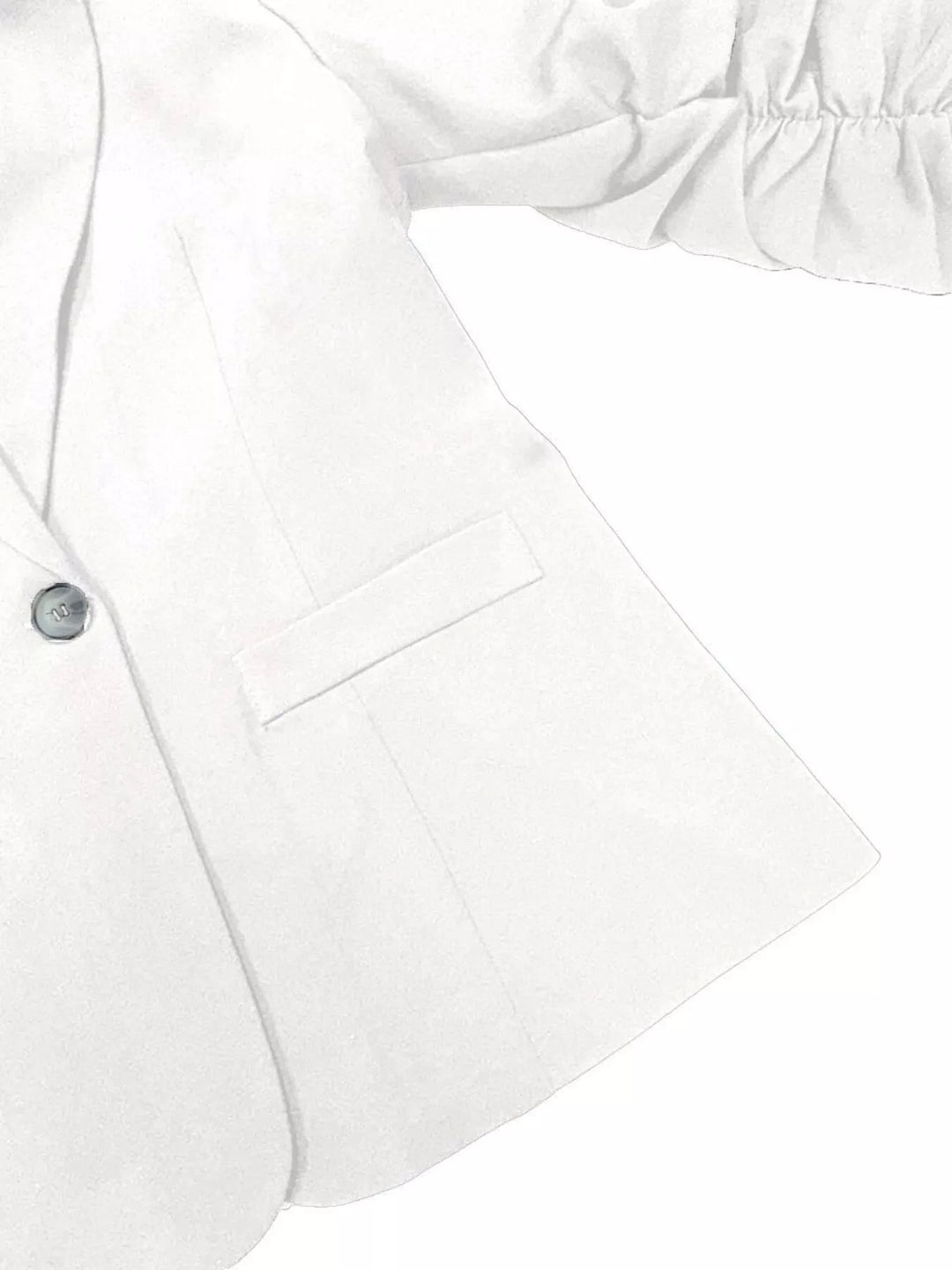 Ruched sleeve notched lapel one-button blazer