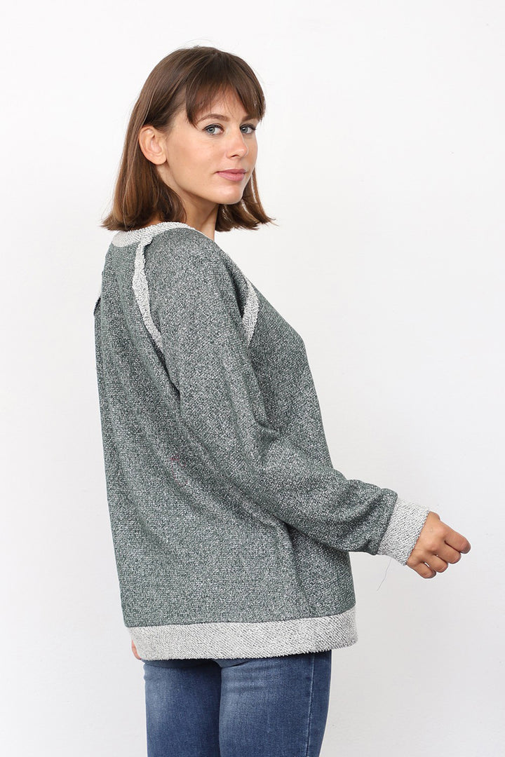 Luminous Shimmer French Terry Pullover Top